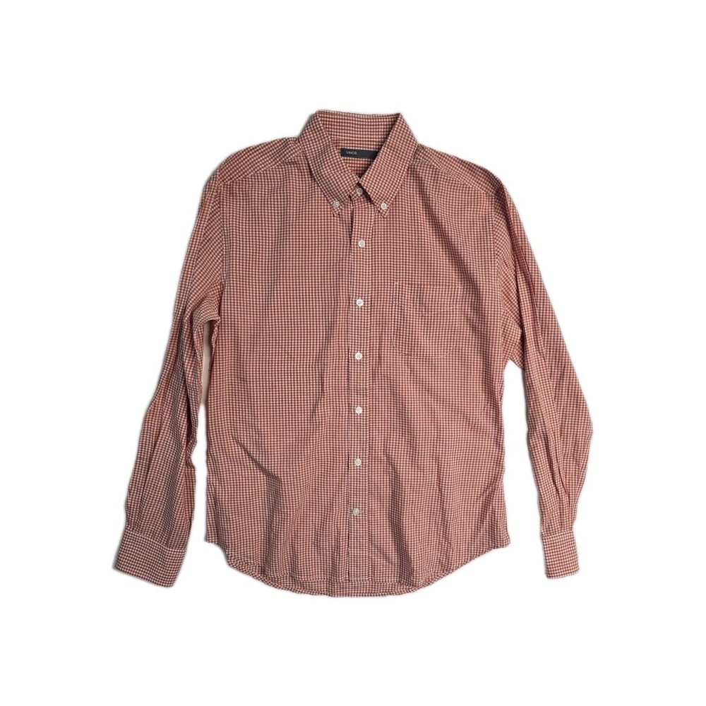 Vince Men's Long Sleeves Button Down Shirt Orange White M